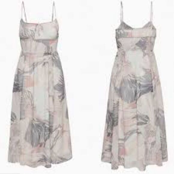Wilfred Genoa Pink, Purple Floral Spaghetti Strap Smocked Midi Dress Size Small - Picture 1 of 9